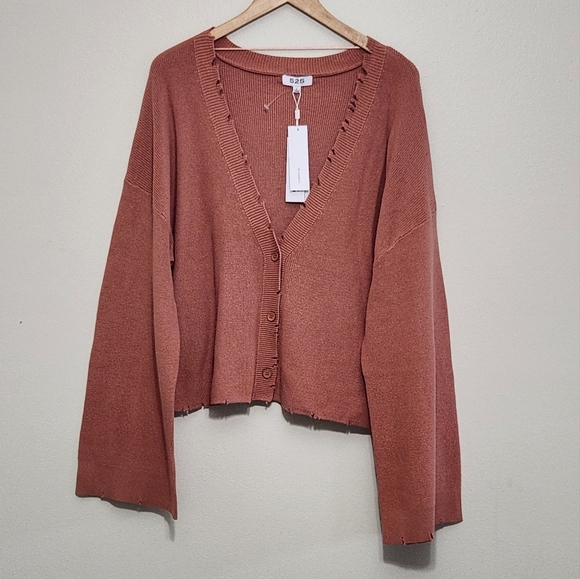 New!525 America Cozy Rust Cardigan Sweater - Picture 1 of 10